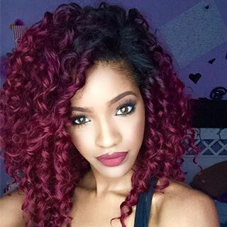 Medium to long Burgundy curls